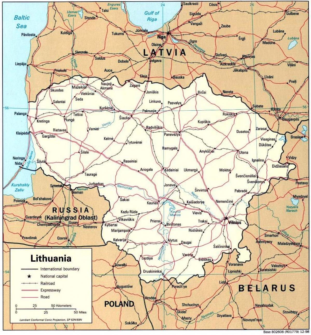 kart som viser Litauen