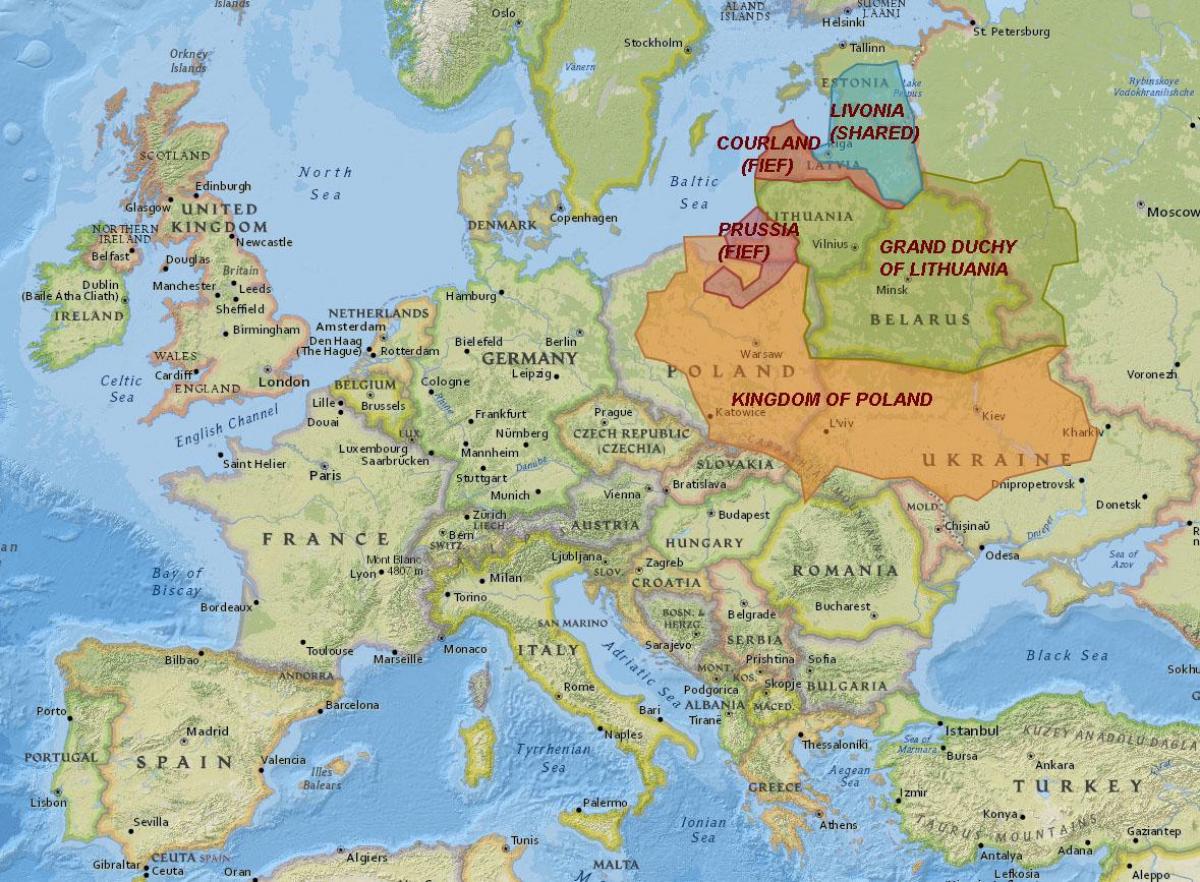 Kart over Litauen historie